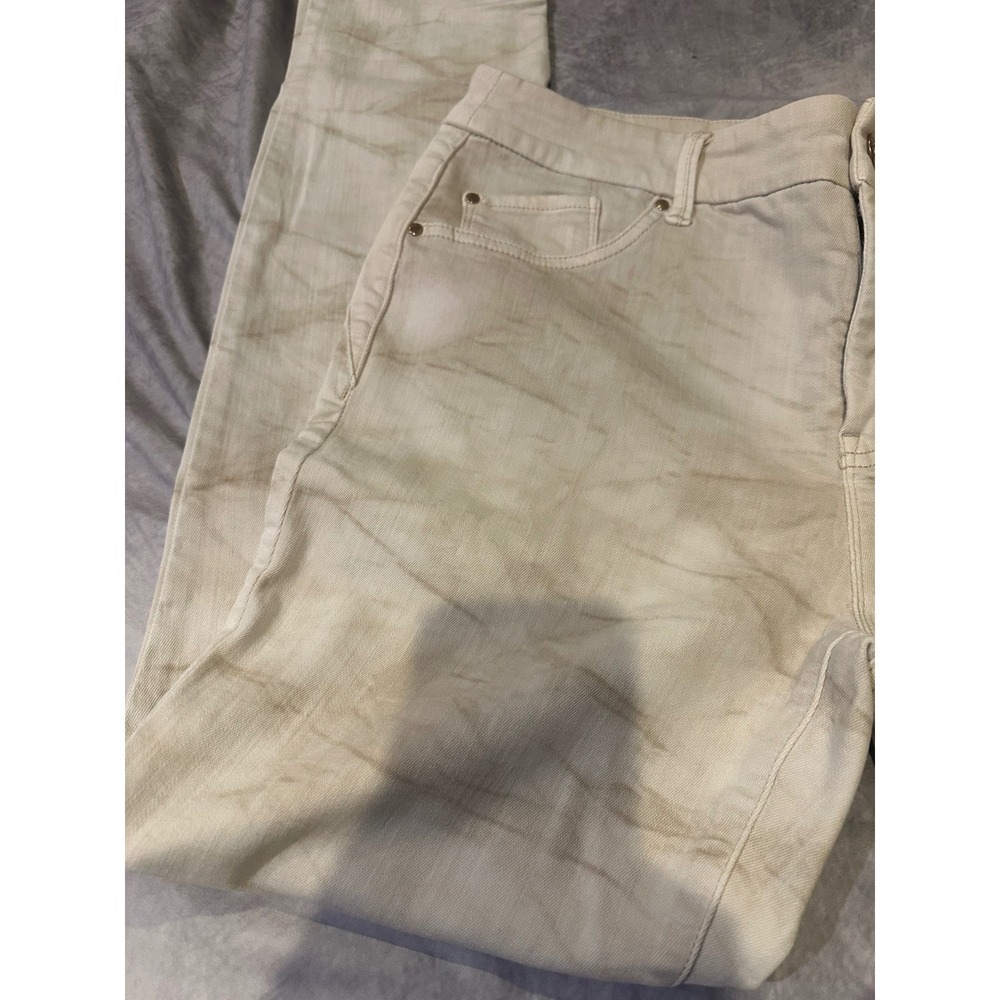 Chicos So Slimming Marble Tie Dye Slim Leg Jeans Cream Tan Womens Size 0.5 S - Picture 3 of 10